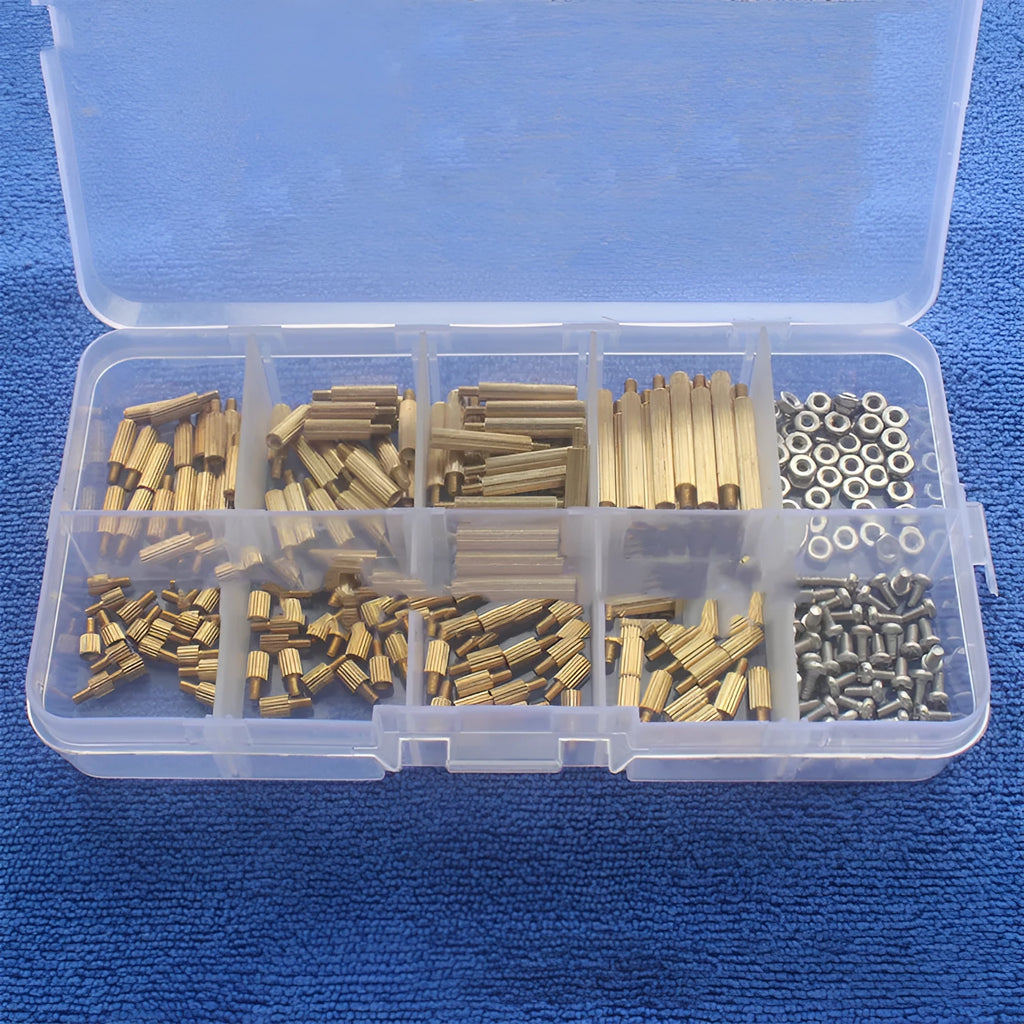 Gold 260-piece set of 304 stainless steel screws, nuts, and brass copper columns