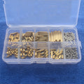 Gold 260-piece set of 304 stainless steel screws, nuts, and brass copper columns