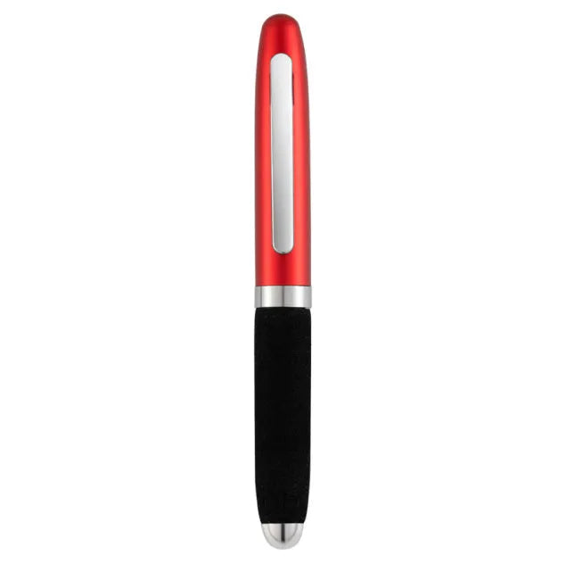 Silver EVA metal cap ballpoint pen with a 1.0mm tip on a notepad.