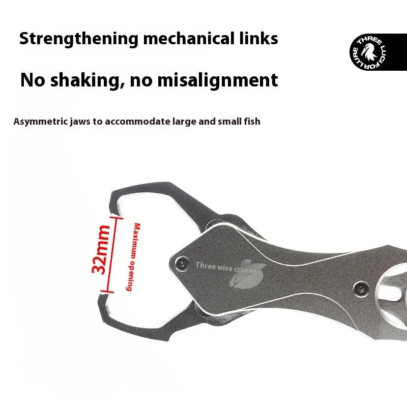 Gray aluminum alloy multifunctional fish tongs with weighing control scale and EVA handle, 288mm