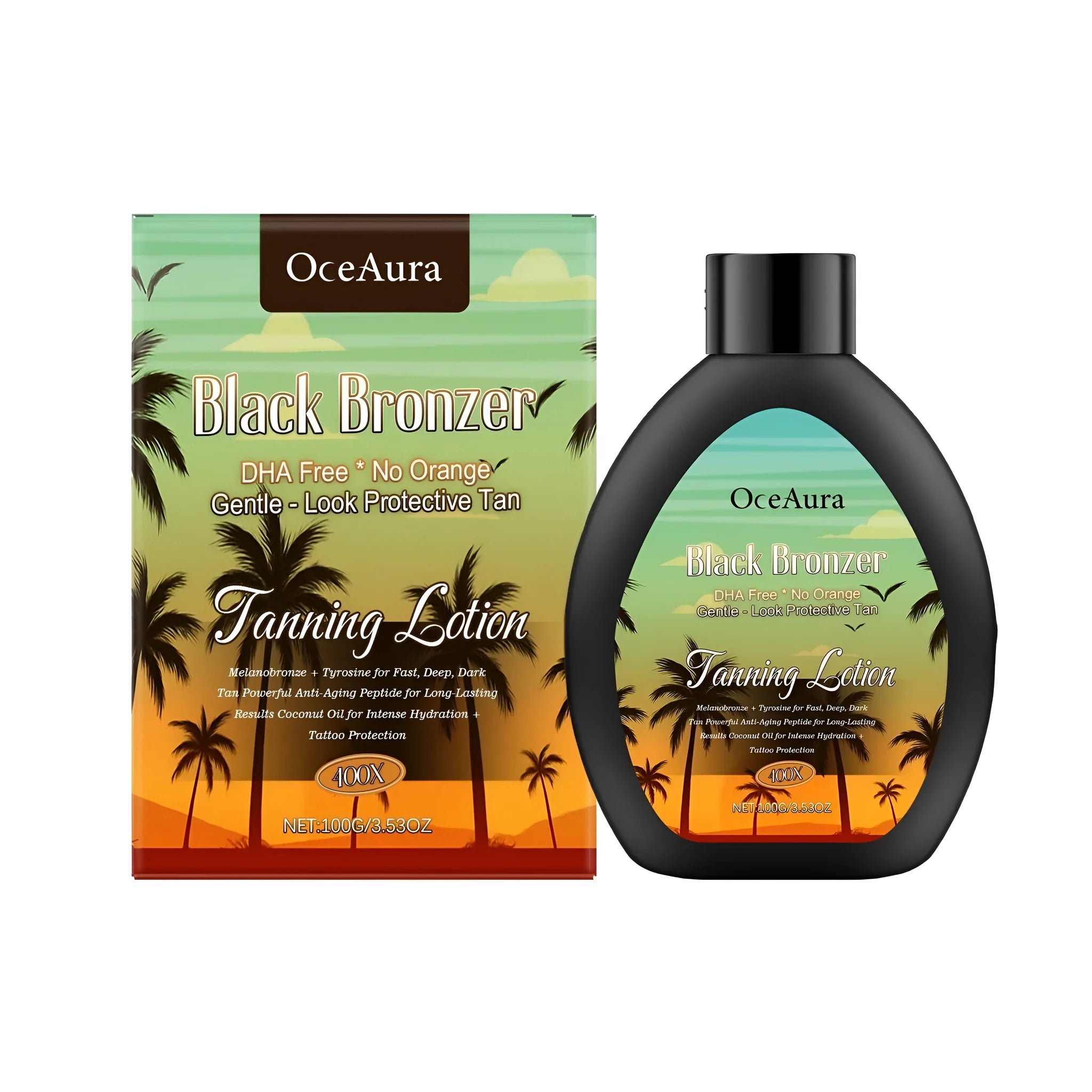 Coconut Black moisturising body lotion tube with caramel colour, 100g size