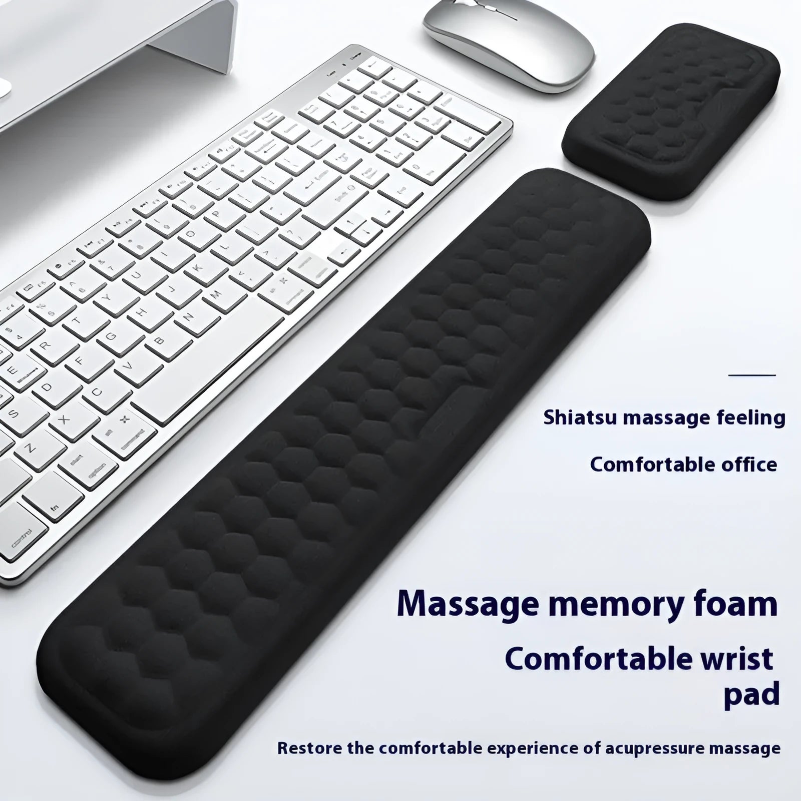 Memory foam computer wrist pad with silicone anti-slip base in cloth or leather cover options