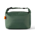 Japanese style insulated bag in army green Oxford cloth showing wide opening.