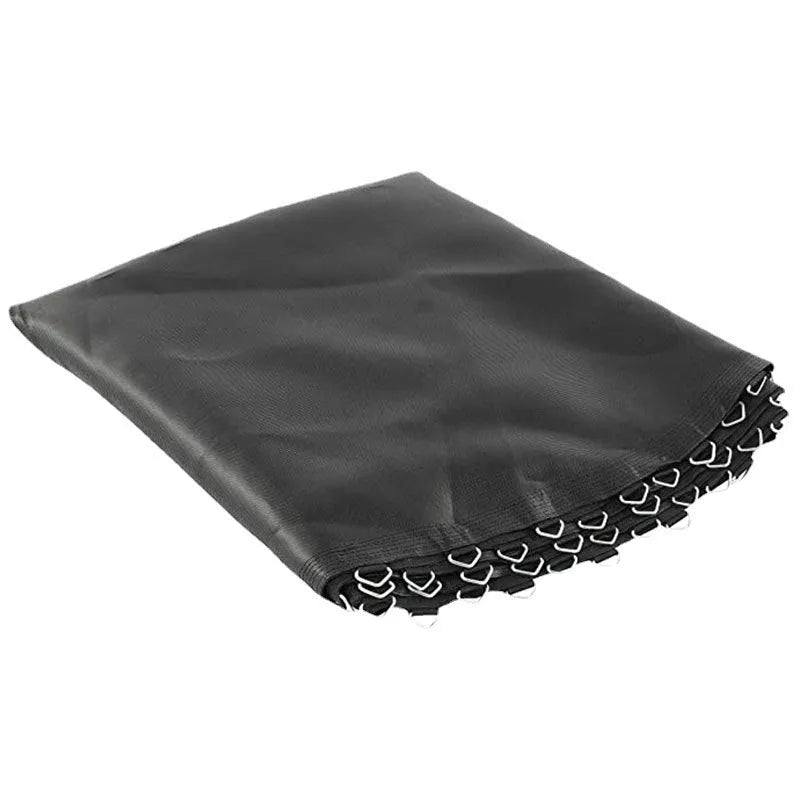 Round white trampoline elastic fabric with multiple button attachments for safety net repair.