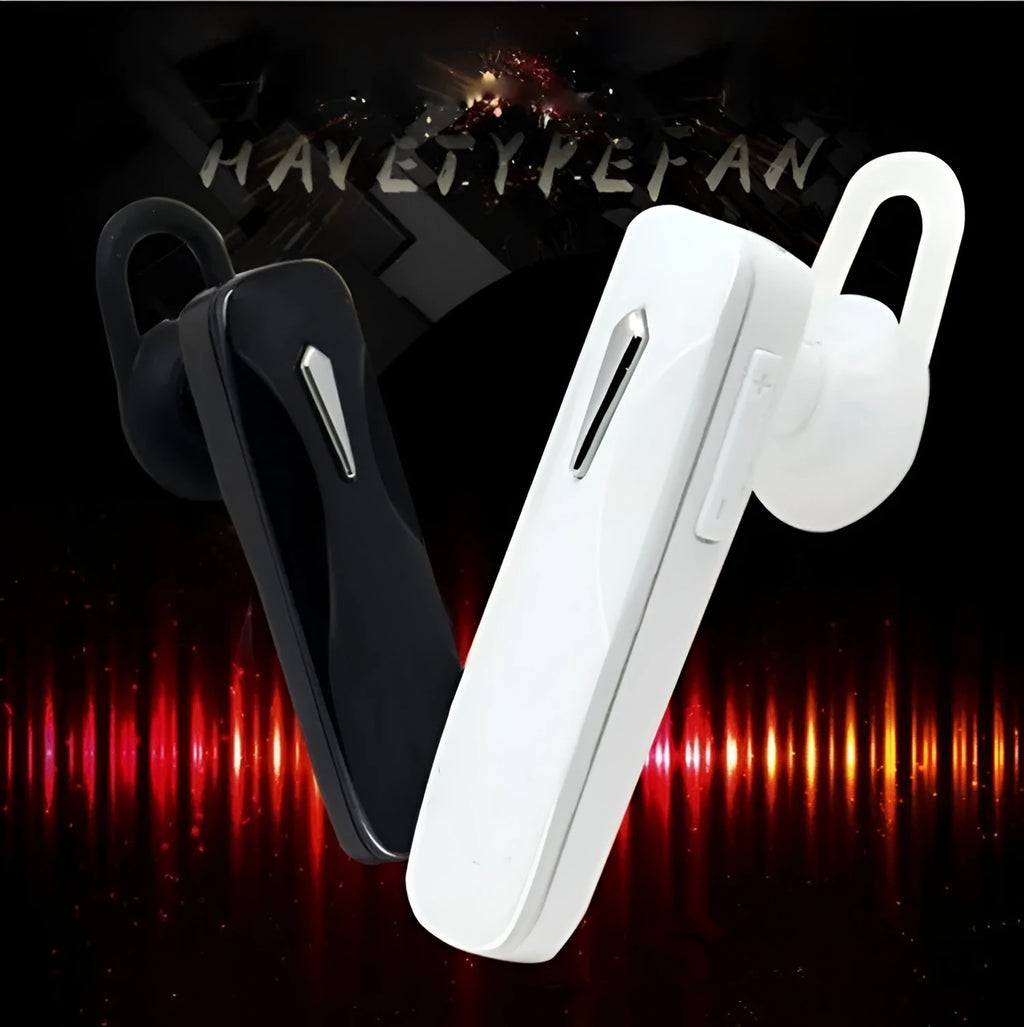 M163 car Bluetooth headset in black or white with control buttons for calls and music