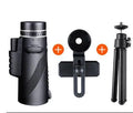 Black HD 40x60 cellphone telescope monocular with 40x magnification shown next to a smartphone.