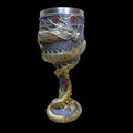 Chinese dragon 3D wine glass with resin ornament on stainless steel stem, 200ml capacity in gold colour
