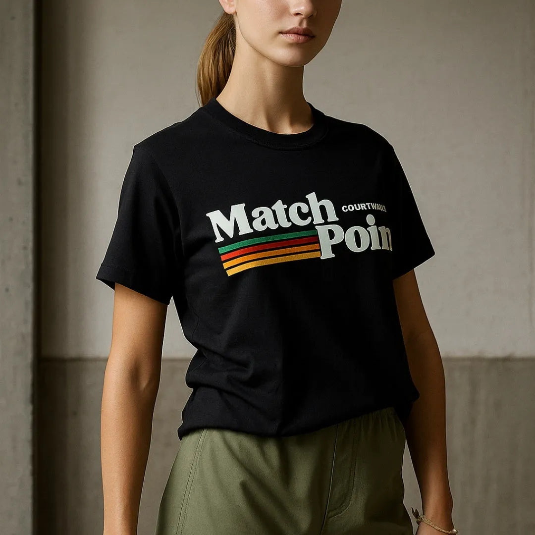 Black men's t-shirt with a 3D digital print pattern on the front, featuring short sleeves and a round neck.