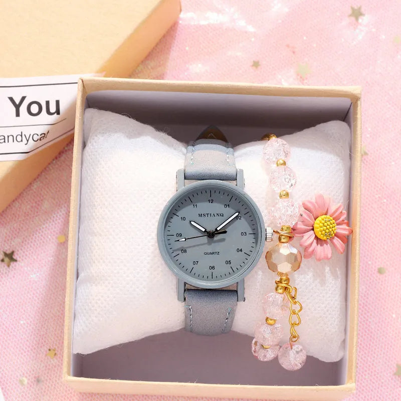 Korean Mori style antique quartz watch with alloy case, glass mirror, 8mm thickness, shown in white