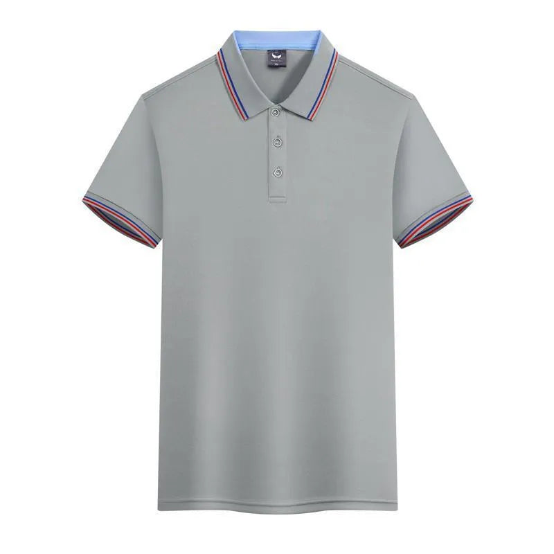 Slim fit ice silk quick-drying polo shirt in blue gray colour with short sleeves and collar