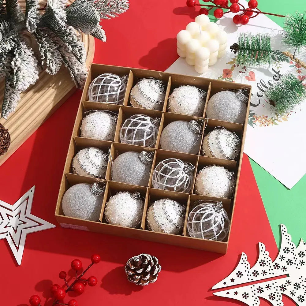 Handmade plastic Christmas tree decoration ball in modern simple design 6cm diameter