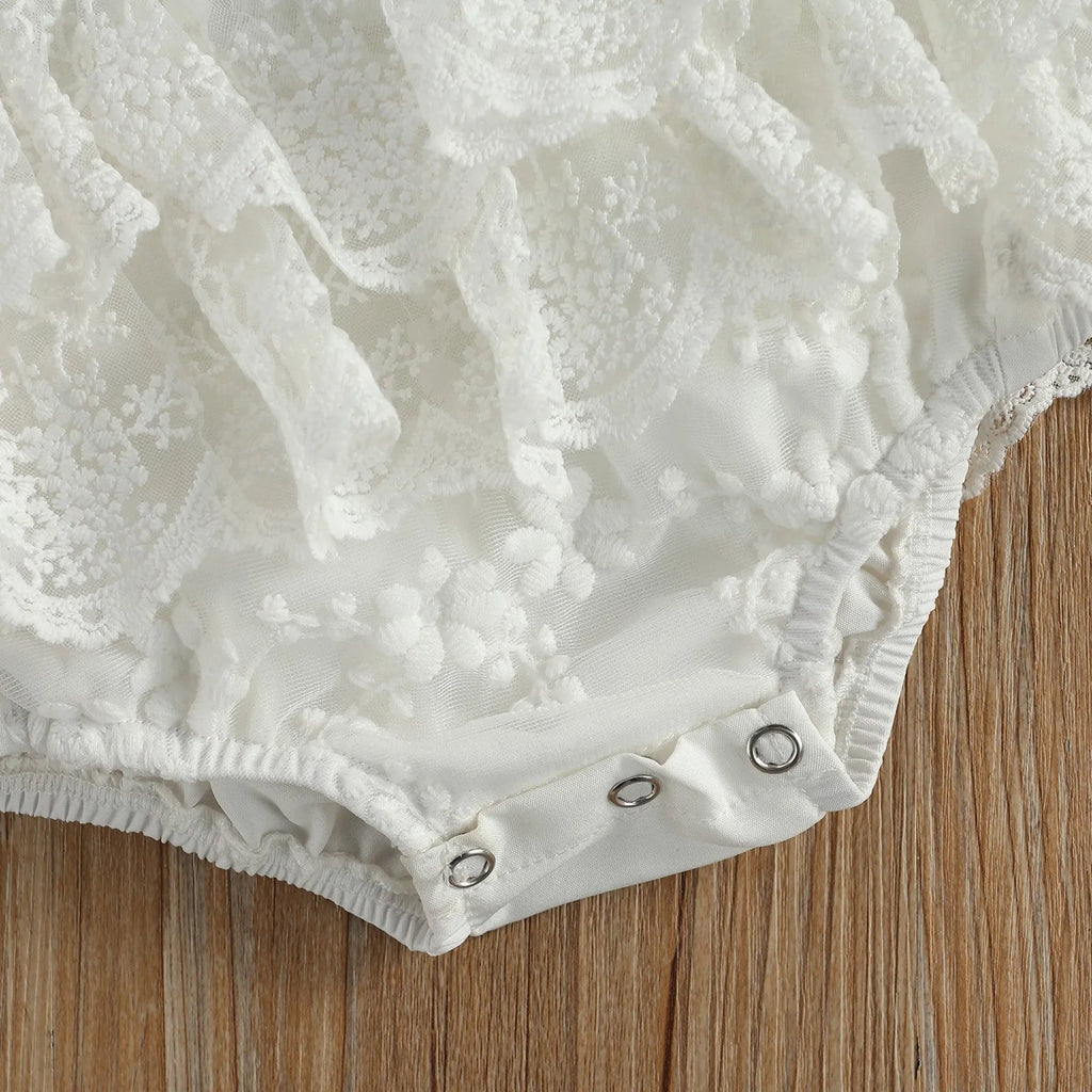 White 100% polyester baby bodysuit for Christmas, shown in real product photography.
