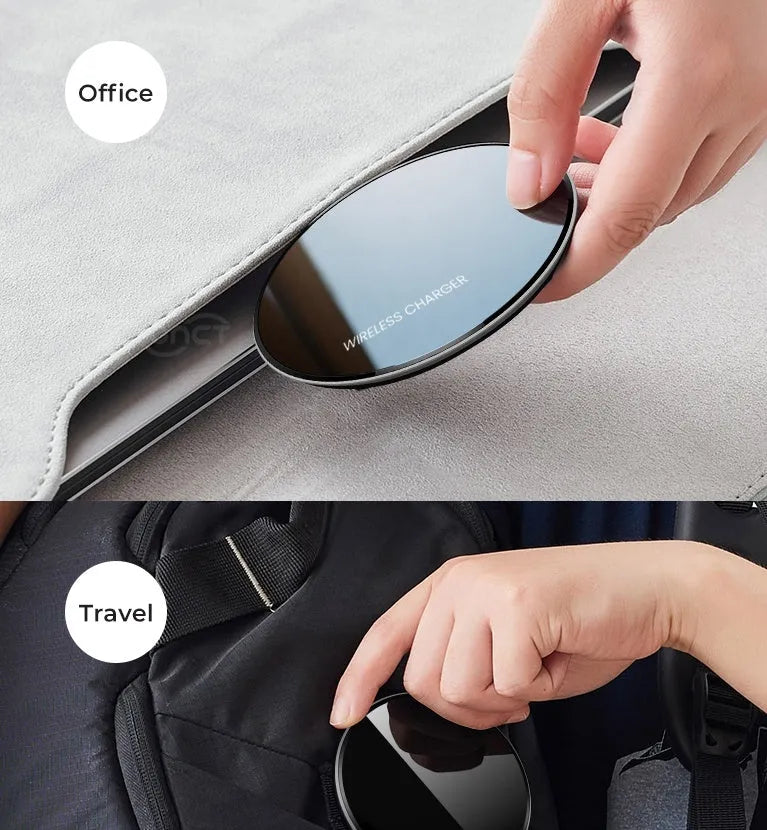 Black QI 15W wireless charging pad with silicone anti-slip base