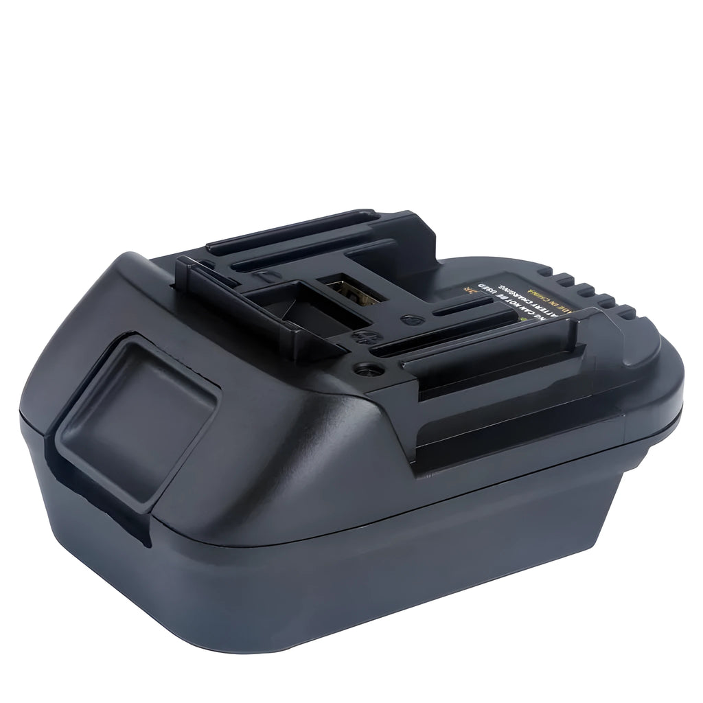 Black Milwaukee to Makita battery power adaptor converter for DM18M and H99F models