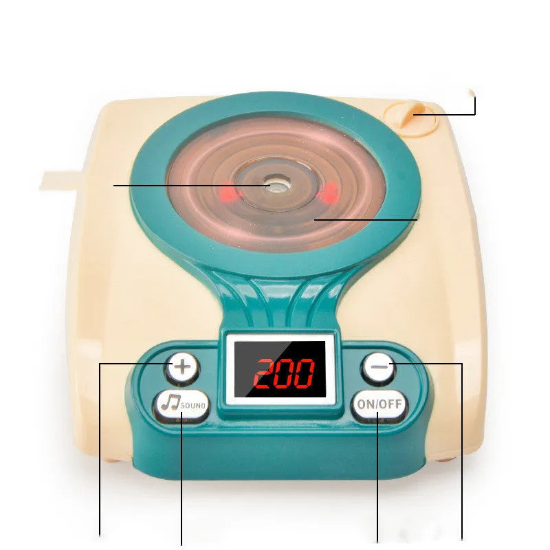 Blue plastic children's play house kitchen toy with simulated induction cooker for infants