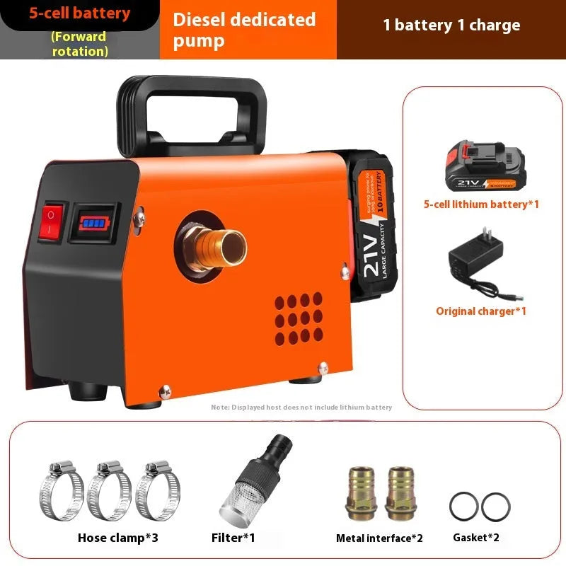 Aluminium alloy small portable rechargeable oil well pump with lithium battery and accessories on a workbench