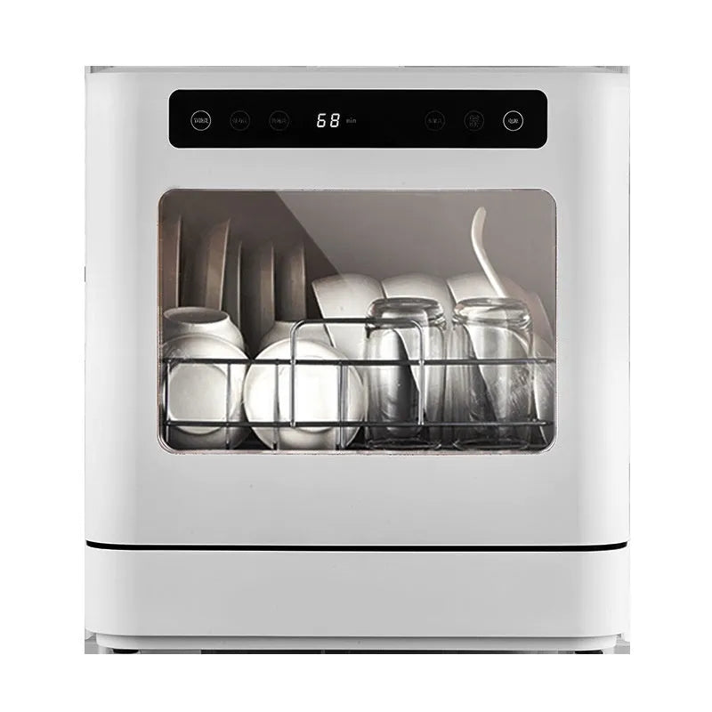 White small desktop installation-free automatic dishwasher for 4 people with hot air drying