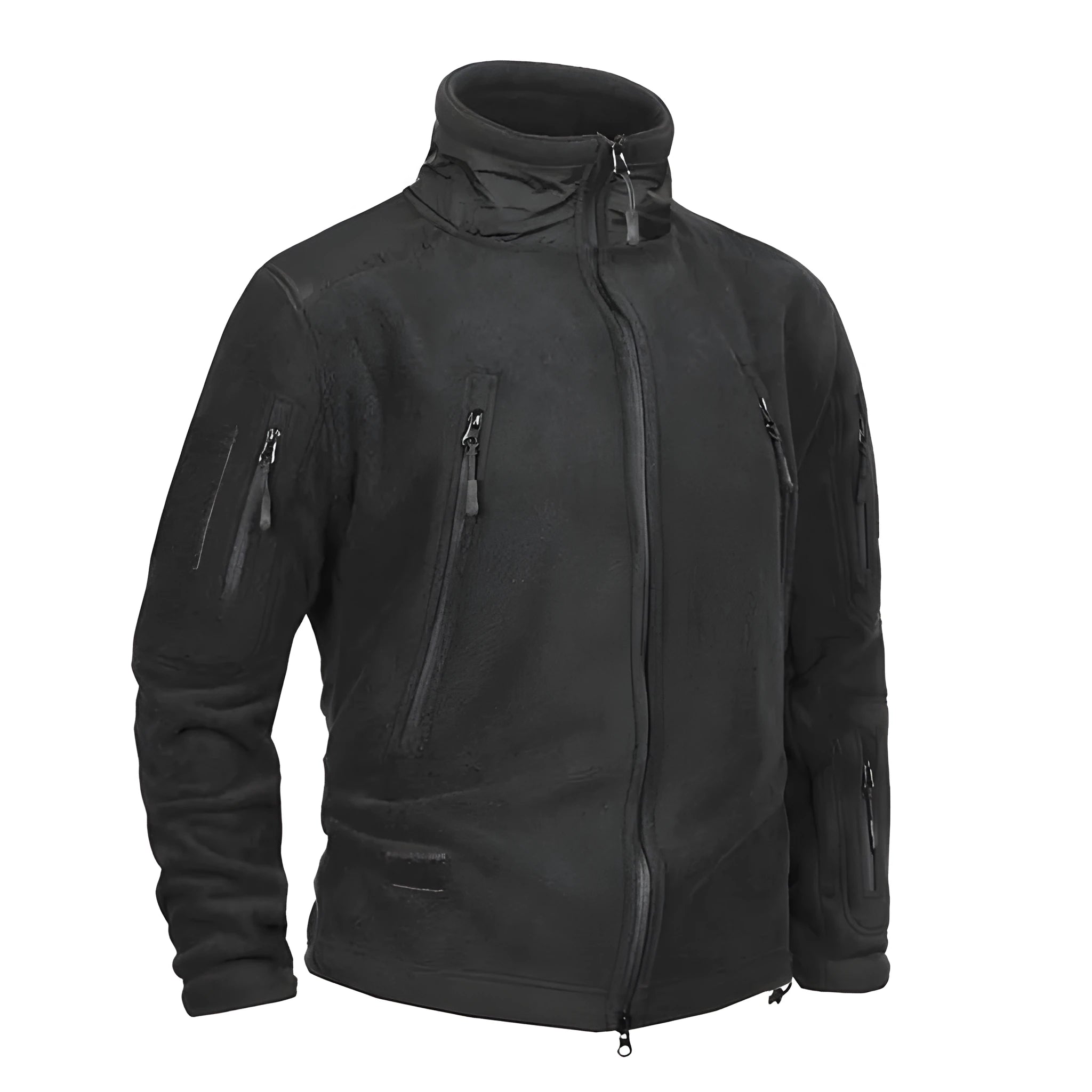Thick military army fleece tactical jacket for men, windproof thermal, solid army green, turn-down collar