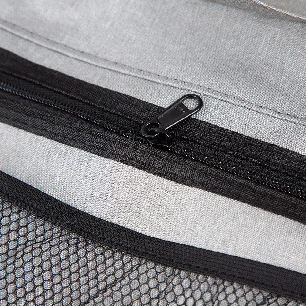 Black car boot hanging storage bag with red piping trim made from waterproof Oxford cloth with handle