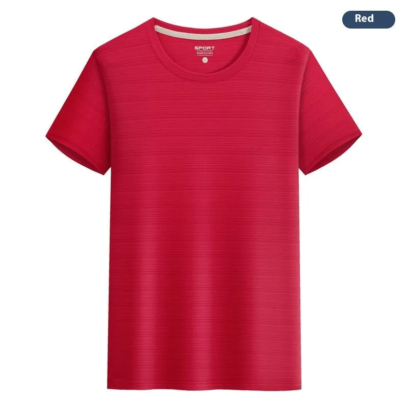 Crystal silk round neck t-shirt in solid colours with quick-drying polyester and spandex fabric