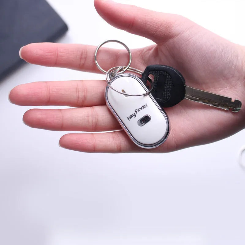 LED whistle control induction key ring key finder in plastic, 2.5cm x 8cm, blue colour