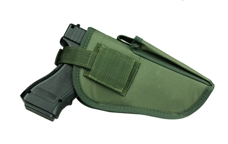 Green nylon universal tactical holster for belt carry, 10.5cm x 19cm, outdoor gear