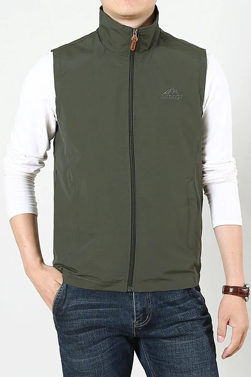 Niandun men's thin waistcoat vest in a solid colour with side seam pockets