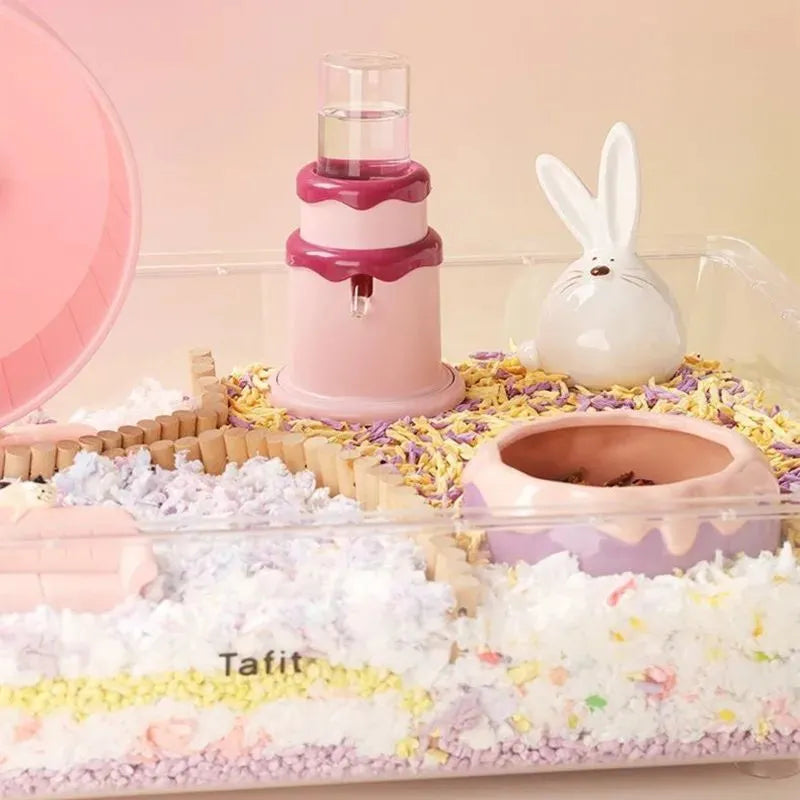 Cream cake themed small pet drinking kettle in green, pink, purple or yellow for hamsters and rats.