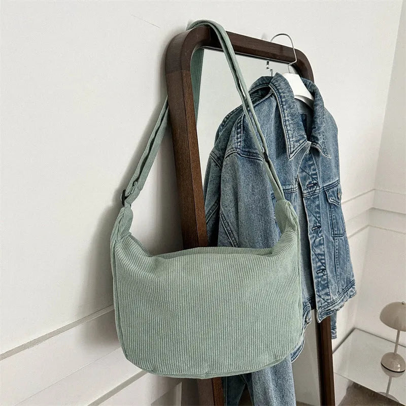 Corduroy dumpling shape single shoulder armpit bag women daily wear plaid pattern eight colours