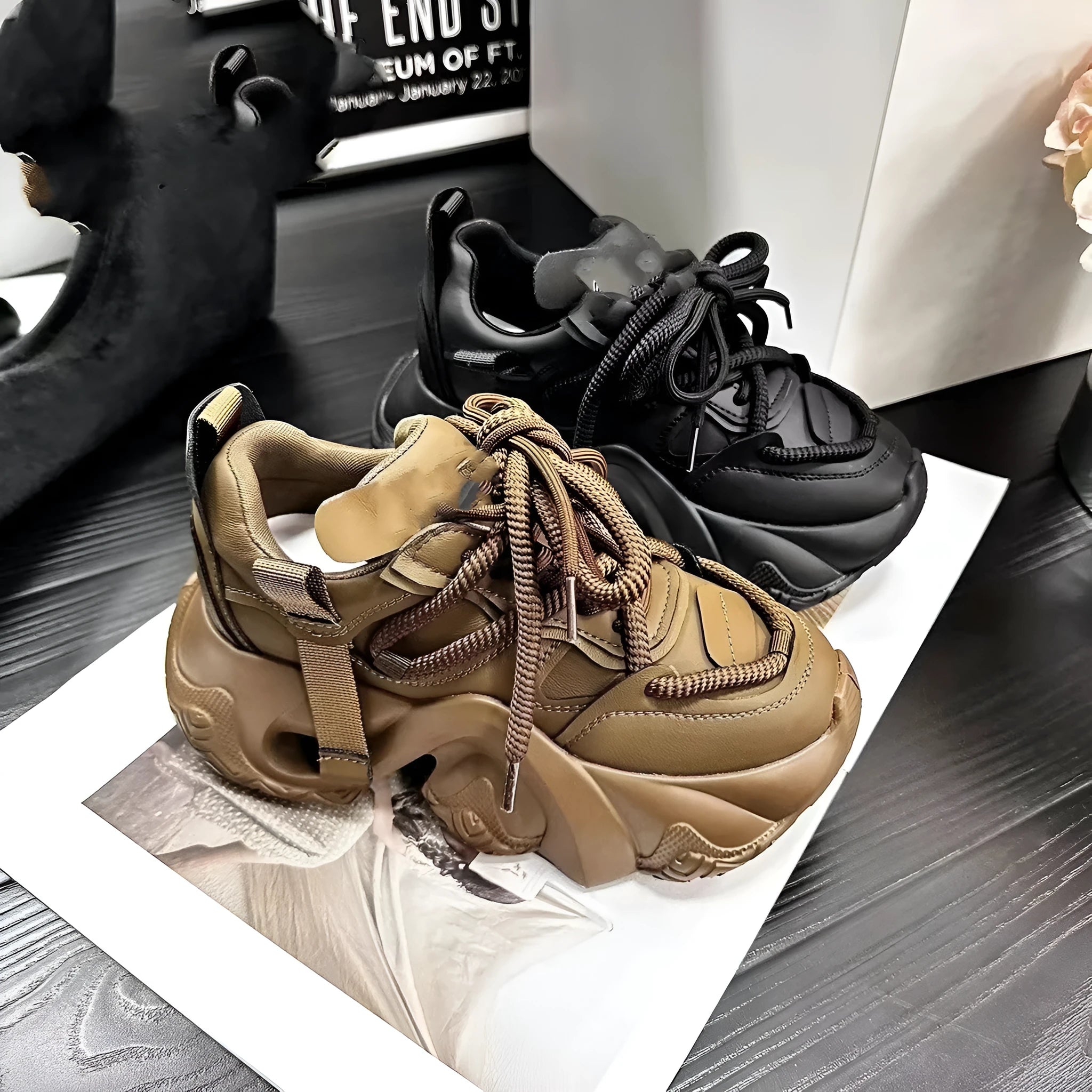 Women's milky white wedge sneakers with lace-up front and a thick platform sole.