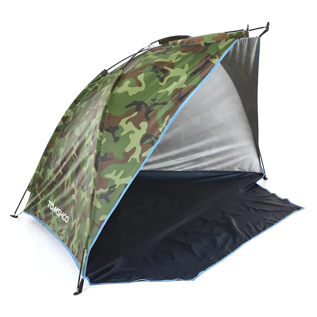Green single-layer Oxford cloth fishing beach tent with fibreglass poles, 220 x 120 x 120 cm, for two persons
