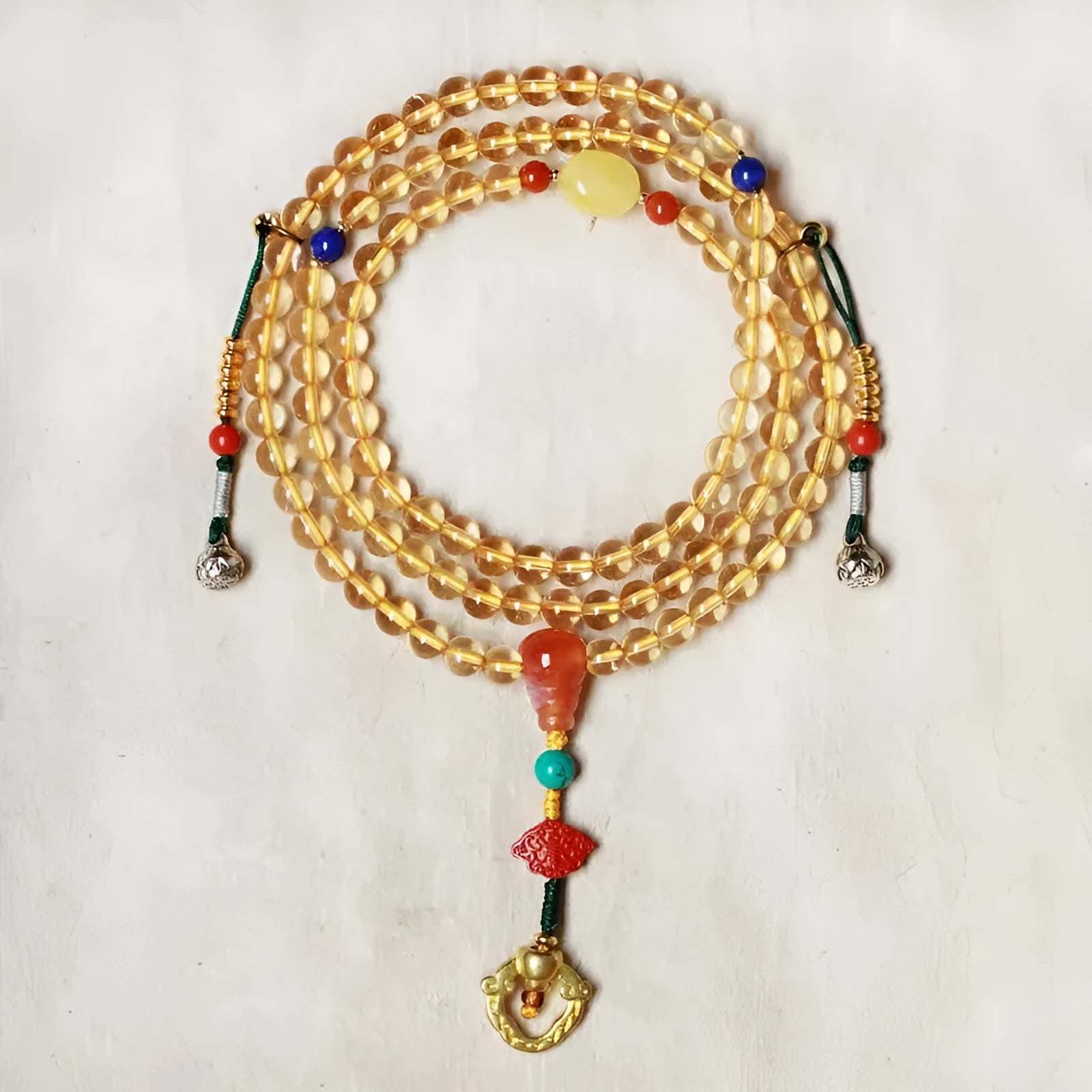 Yellow Brazil natural citrine bracelet with red and yellow body colour and 1mm diameter beads