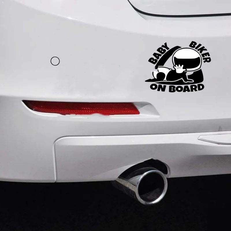 Reflective BABY ON BOARD warning car sticker in black and white colour options