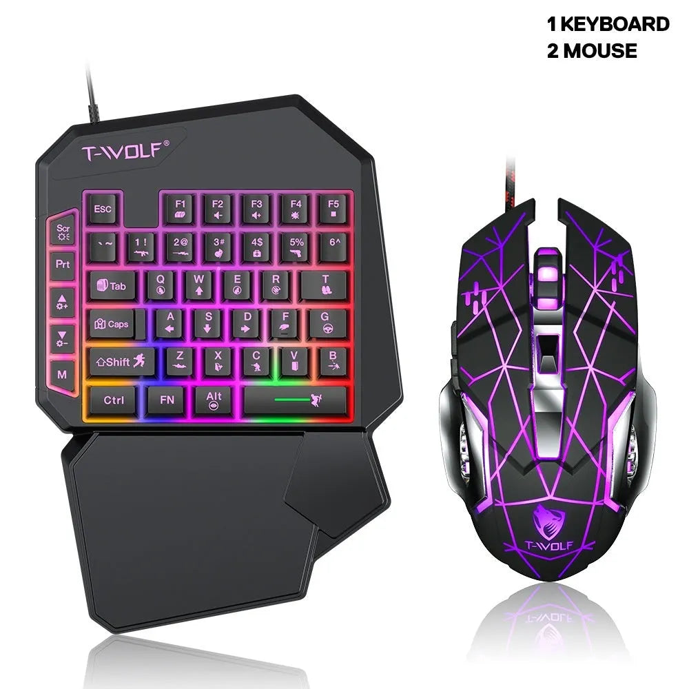 Lei Lang TF900 single hand mouse keyboard suit with plastic construction and 1.5m cable