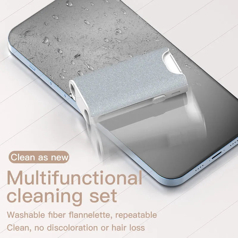 5-in-1 screen and earphone cleaning kit with integrated brush, sponge and metal tip tools