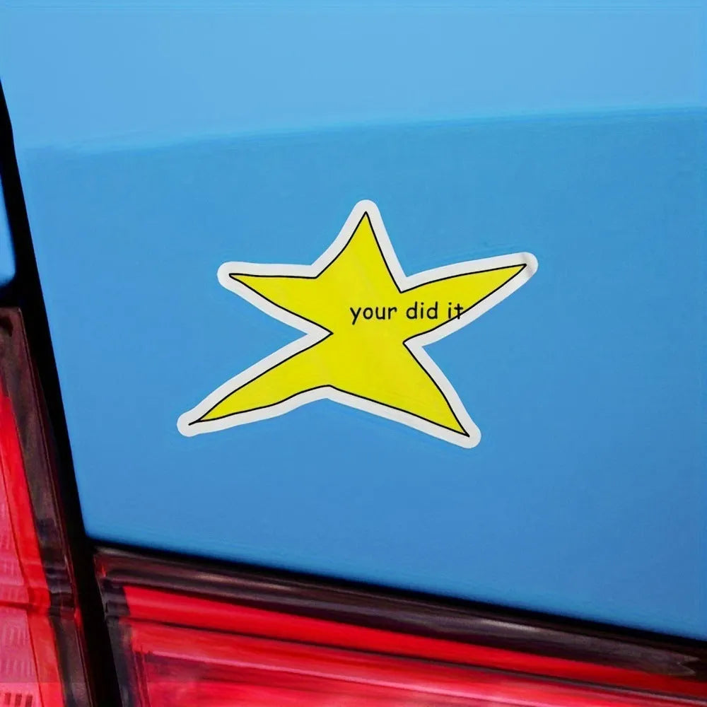 Waterproof vinyl facial expression stickers in 3.5 and 7 inch square sizes for surface decoration