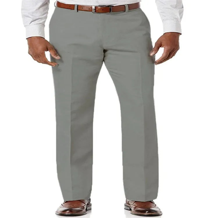 Men's solid colour linen trousers with slant pockets in cotton fabric for casual wear