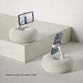 Rotating phone and tablet bracket with adjustable clamp extended vertically on desk