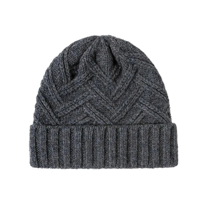 Wool knitted dome hat for women in ankela red with totem detailing.