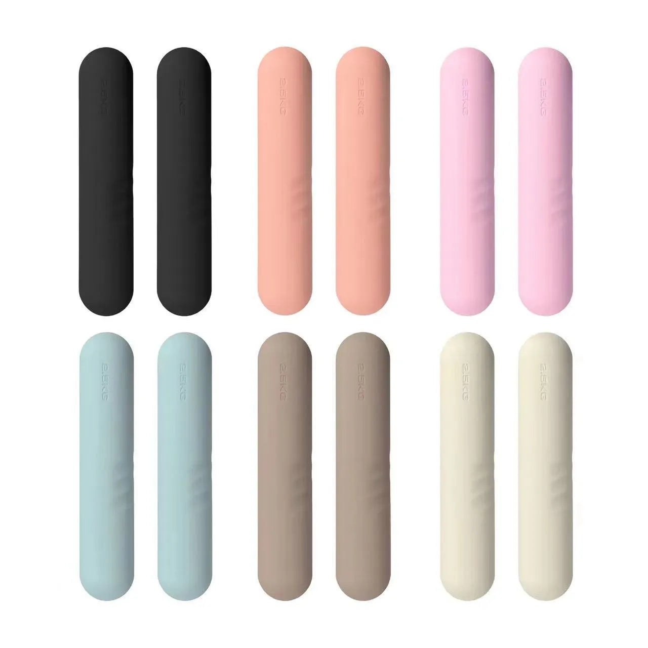 Silicone-edged hand-drawn cast iron dumbbell stick in various colours and weight options.