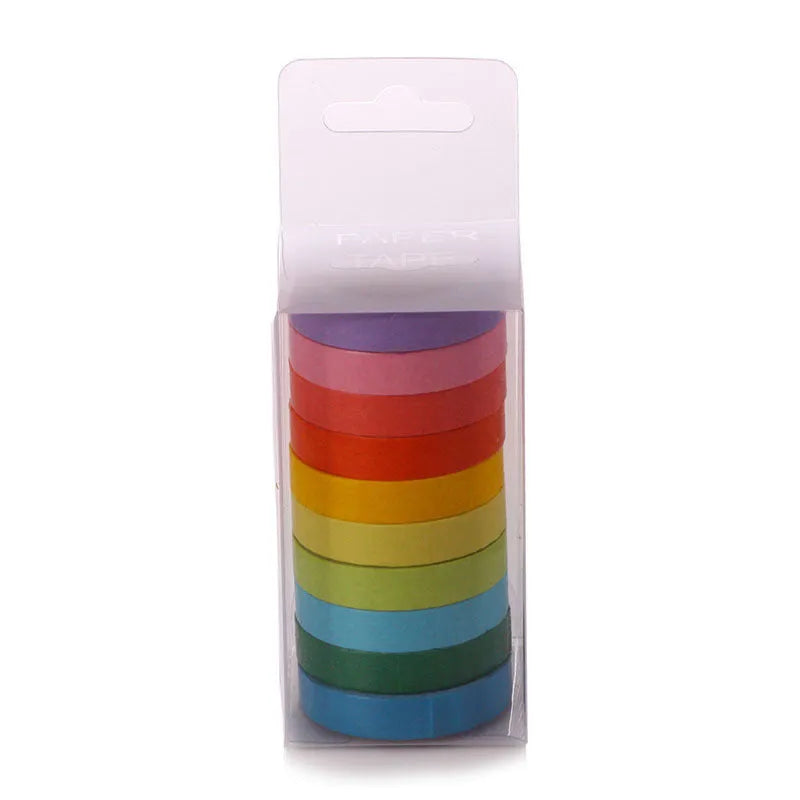 Solid colour candy tape set 10-colour rainbow washi tape rolls 7.5mm width 5m length