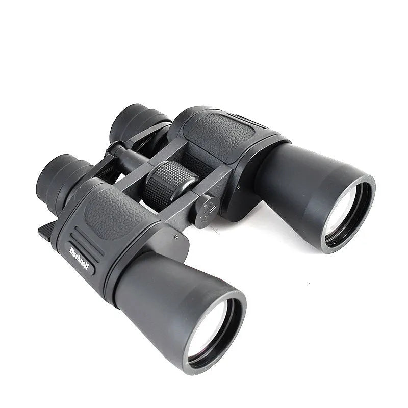 A set of black outdoor binoculars with large 100mm objective lenses and a continuous zoom control for 20-120x magnification.