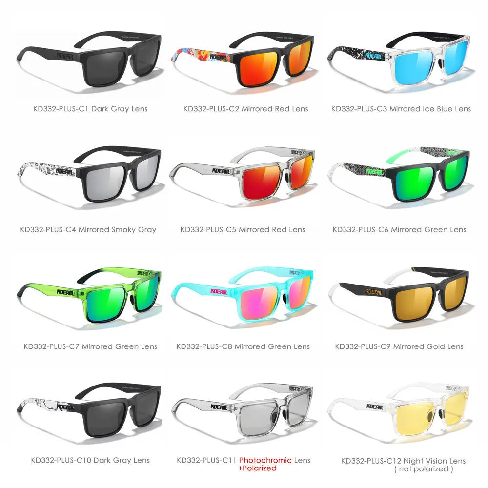 Square polarized sunglasses with TAC lenses and PC frame available in multiple colours