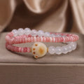 Natural crystal abacus bead bracelet pink double ring closure women's ethnic style