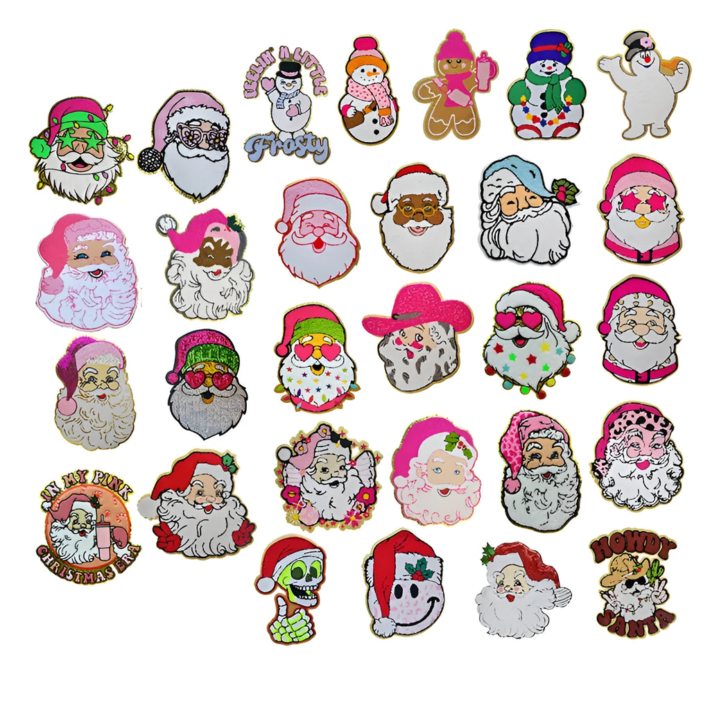 Christmas tree old man head cartoon towel embroidery cloth patch in brown and white