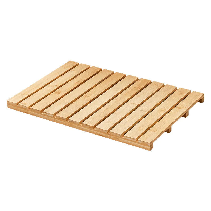 Bamboo bathroom height increasing non-slip foot pad in solid colour, 54x36x4cm rectangular shape.