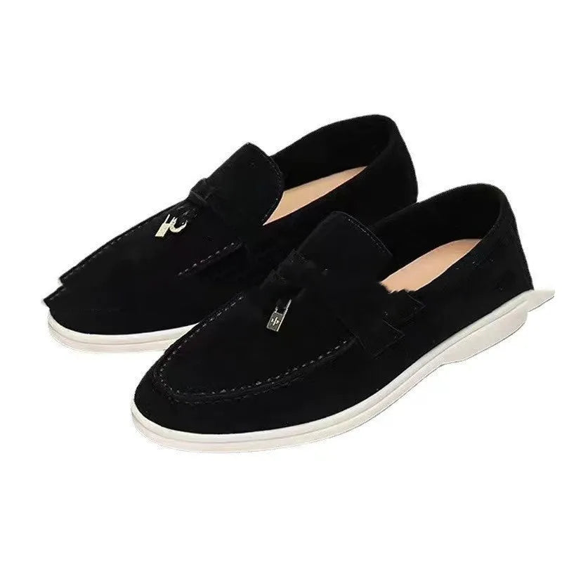 Lightweight unisex slip-on loafers with a round toe, rubber sole, and PU upper in a high-top design.
