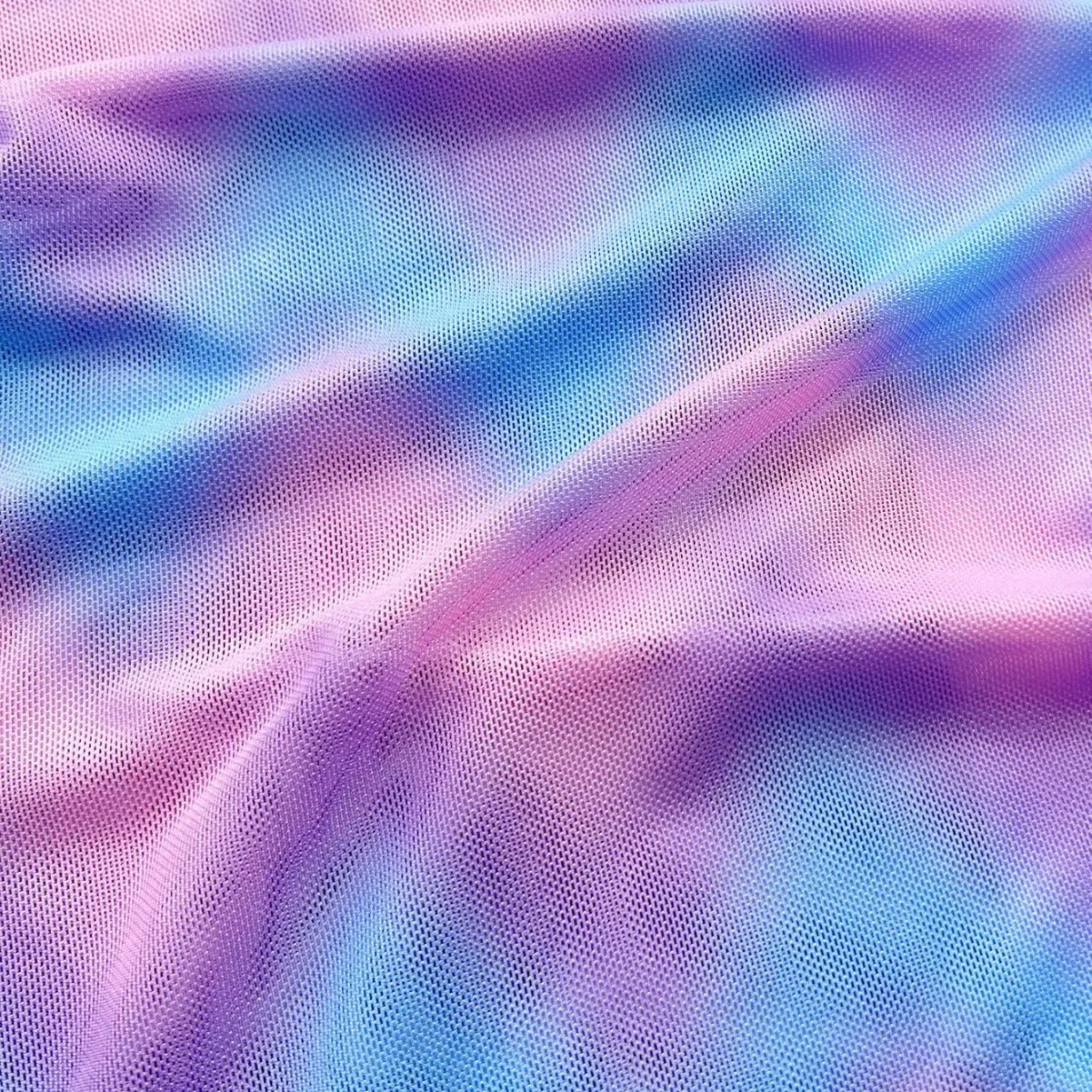 Women's split tie-dye swimsuit bikini set showing bra, skirt and panties