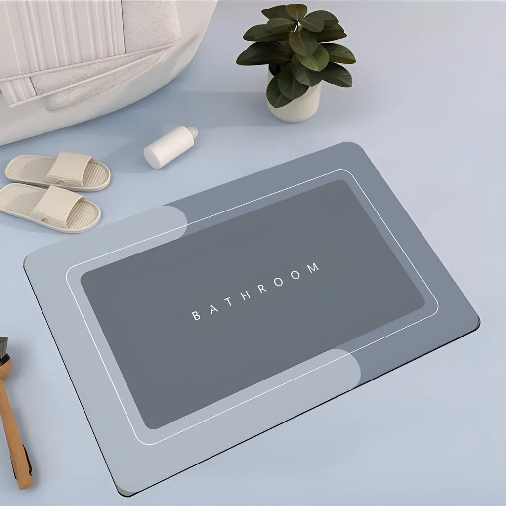 Modern diatom mud floor mat with natural rubber base in blue colour option