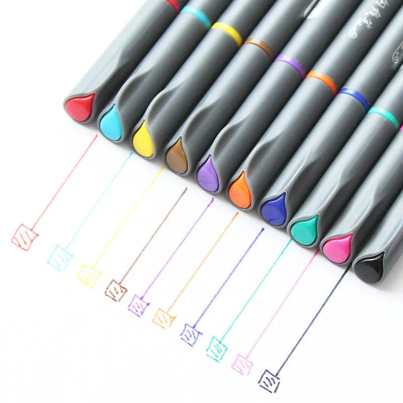 Ten 0.38mm hook line technical drawing pens for architecture and design, 15.8 cm long.